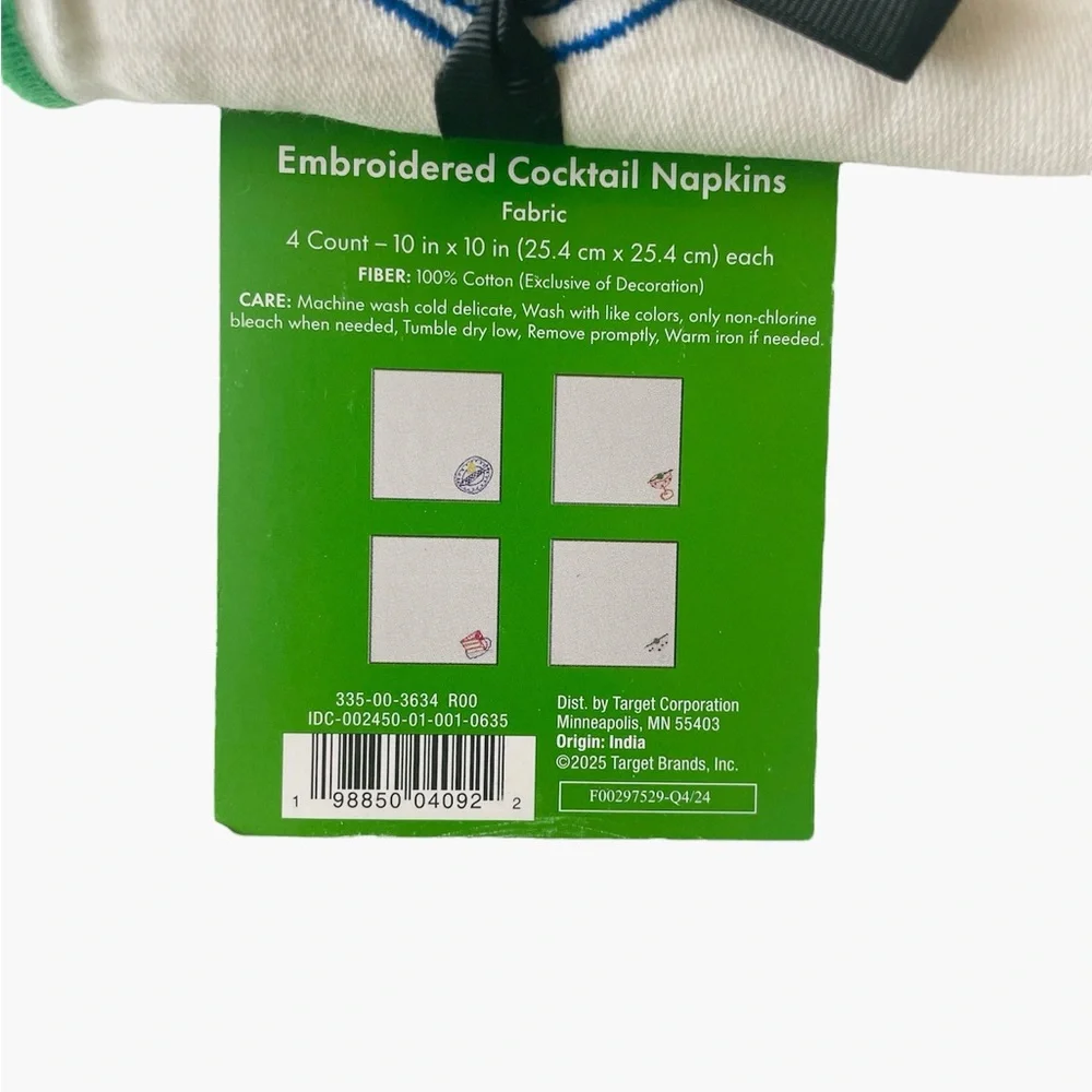 kate spade x Target Cloth Napkins Embroidered 4 pack set NWT